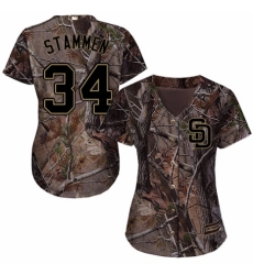 Women's Majestic San Diego Padres #34 Craig Stammen Authentic Camo Realtree Collection Flex Base MLB Jersey