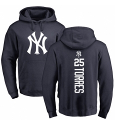 MLB Nike New York Yankees #25 Gleyber Torres Navy Blue Backer Pullover Hoodie