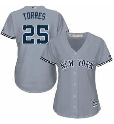 Women's Majestic New York Yankees #25 Gleyber Torres Authentic Grey Road MLB Jersey