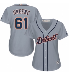 Women's Majestic Detroit Tigers #61 Shane Greene Authentic Grey Road Cool Base MLB Jersey