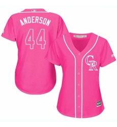 Women's Majestic Colorado Rockies #44 Tyler Anderson Authentic Pink Fashion Cool Base MLB Jersey