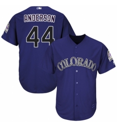 Youth Majestic Colorado Rockies #44 Tyler Anderson Authentic Purple Alternate 1 Cool Base MLB Jersey