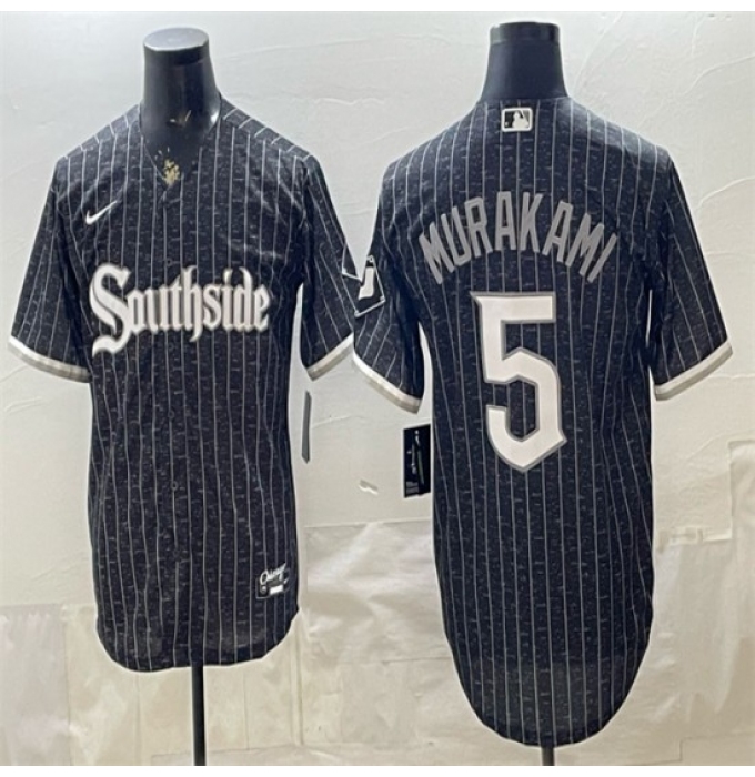 Men's Chicago White Sox #5 Munetaka Murakami Black 2021 City Connect Cool Base Stitched Jersey
