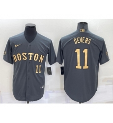 Men's Boston Red Sox #11 Rafael Devers Number Grey 2022 All Star Stitched Cool Base Nike Jersey