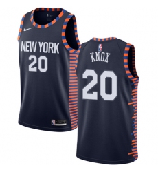 Men's Nike New York Knicks #20 Kevin Knox Swingman Navy Blue NBA Jersey - 2018 19 City Edition