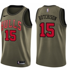 Men's Nike Chicago Bulls #15 Chandler Hutchison Swingman Green Salute to Service NBA Jersey