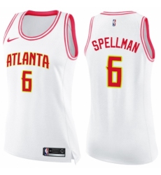 Women's Nike Atlanta Hawks #6 Omari Spellman Swingman White/Pink Fashion NBA Jersey