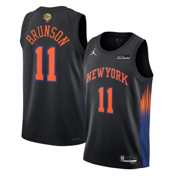 Men's New Yok Knicks #11 Jalen Brunson Black 2026 Finals Statement Edition Stitched Jersey