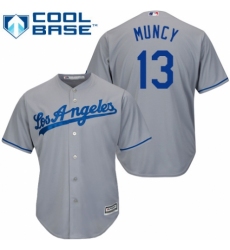 Men's Majestic Los Angeles Dodgers #13 Max Muncy Replica Grey Road Cool Base MLB Jersey