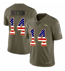 Men's Nike Denver Broncos #14 Courtland Sutton Limited Olive/USA Flag 2017 Salute to Service NFL Jersey
