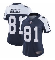 Women's Nike Dallas Cowboys #81 Terrell Owens Navy Blue Throwback Alternate Vapor Untouchable Limited Player NFL Jersey
