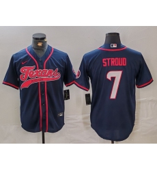 Men's Houston Texans #7 C.J. Stroud Navy Cool Base Stitched Baseball Jersey
