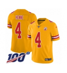 Men's Kansas City Chiefs #4 Chad Henne Limited Gold Inverted Legend 100th Season Football Jersey