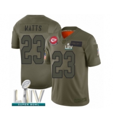 Men's Kansas City Chiefs #23 Armani Watts Limited Olive 2019 Salute to Service Super Bowl LIV Bound Football Jersey