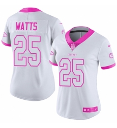 Women's Nike Kansas City Chiefs #25 Armani Watts Limited White/Pink Rush Fashion NFL Jersey