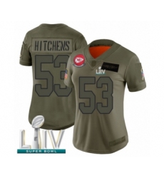 Women's Kansas City Chiefs #53 Anthony Hitchens Limited Olive 2019 Salute to Service Super Bowl LIV Bound Football Jersey