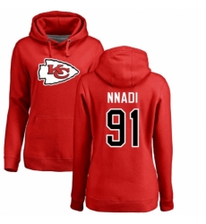 NFL Women's Nike Kansas City Chiefs #91 Derrick Nnadi Red Name & Number Logo Pullover Hoodie
