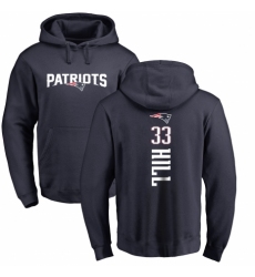 NFL Nike New England Patriots #33 Jeremy Hill Navy Blue Backer Pullover Hoodie