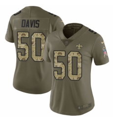 Women's Nike New Orleans Saints #50 DeMario Davis Limited Olive/Camo 2017 Salute to Service NFL Jersey