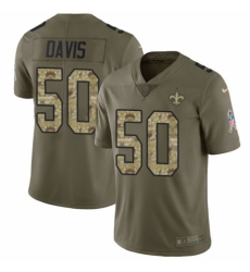 Youth Nike New Orleans Saints #50 DeMario Davis Limited Olive/Camo 2017 Salute to Service NFL Jersey