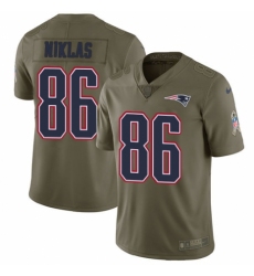 Youth Nike New England Patriots #86 Troy Niklas Limited Olive 2017 Salute to Service NFL Jersey