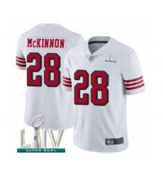 Youth San Francisco 49ers #28 Jerick McKinnon Limited White Rush Vapor Untouchable Super Bowl LIV Bound Football Jersey