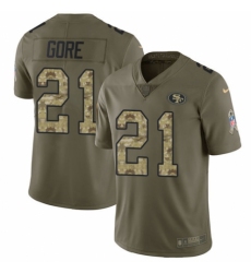 Men's Nike San Francisco 49ers #21 Frank Gore Limited Olive/Camo 2017 Salute to Service NFL Jersey
