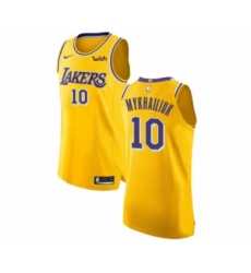 Men's Los Angeles Lakers #10 Sviatoslav Mykhailiuk Authentic Gold Basketball Jersey - Icon Edition