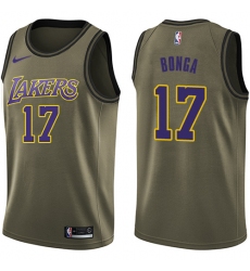 Youth Nike Los Angeles Lakers #17 Isaac Bonga Swingman Green Salute to Service NBA Jersey