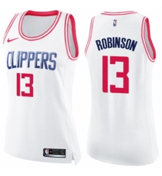 Women's Nike Los Angeles Clippers #13 Jerome Robinson Swingman White Pink Fashion NBA Jersey