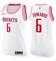 Women's Nike Houston Rockets #6 Vincent Edwards Swingman White Pink Fashion NBA Jersey