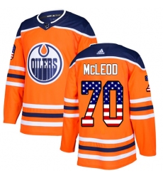 Men's Adidas Edmonton Oilers #70 Ryan McLeod Authentic Orange USA Flag Fashion NHL Jersey