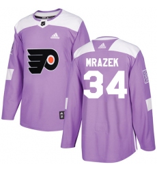Men's Adidas Philadelphia Flyers #34 Petr Mrazek Authentic Purple Fights Cancer Practice NHL Jersey
