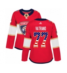 Women's Florida Panthers #77 Frank Vatrano Authentic Red USA Flag Fashion Hockey Jersey