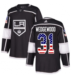 Men's Adidas Los Angeles Kings #31 Scott Wedgewood Authentic Black USA Flag Fashion NHL Jersey