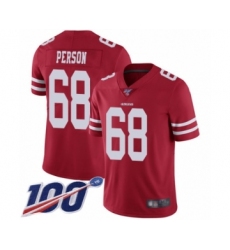 Youth San Francisco 49ers #68 Mike Person Red Team Color Vapor Untouchable Limited Player 100th Season Football Jersey