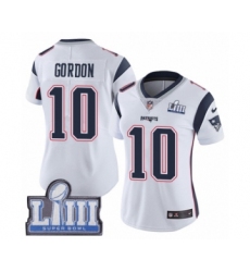 Women's Nike New England Patriots #10 Josh Gordon White Vapor Untouchable Limited Player Super Bowl LIII Bound NFL Jersey