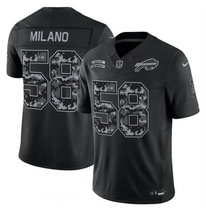 Men's Buffalo Bills #58 Matt Milano Black 2026 F.U.S.E. Salute to Service Limited Stitched Football Jersey