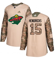 Youth Adidas Minnesota Wild #15 Matt Hendricks Authentic Camo Veterans Day Practice NHL Jersey