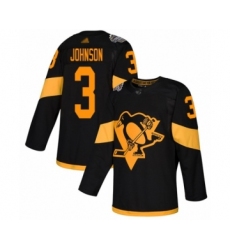 Men's Pittsburgh Penguins #3 Jack Johnson Authentic Black 2019 Stadium Series Hockey Jersey