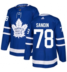 Youth Adidas Toronto Maple Leafs #78 Rasmus Sandin Authentic Royal Blue Home NHL Jersey