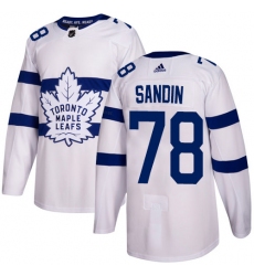 Youth Adidas Toronto Maple Leafs #78 Rasmus Sandin Authentic White 2018 Stadium Series NHL Jersey