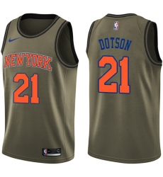 Men's Nike New York Knicks #21 Damyean Dotson Swingman Green Salute to Service NBA Jersey