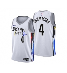 Men's Brooklyn Nets #4 Andre Drummond 2022-23 White City Edition Stitched Basketball Jersey