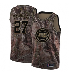 Youth Nike Detroit Pistons #27 Zaza Pachulia Swingman Camo Realtree Collection NBA Jersey