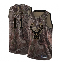 Men's Nike Milwaukee Bucks #11 Brook Lopez Swingman Camo Realtree Collection NBA Jersey