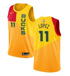 Women's Nike Milwaukee Bucks #11 Brook Lopez Swingman Yellow NBA Jersey - City Edition