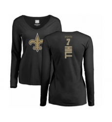 NFL Women's Nike New Orleans Saints #7 Taysom Hill Black Backer Slim Fit Long Sleeve T-Shir