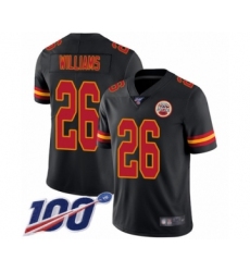 Men's Kansas City Chiefs #26 Damien Williams Limited Black Rush Vapor Untouchable 100th Season Football Jersey