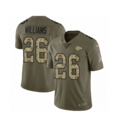 Youth Nike Kansas City Chiefs #26 Damien Williams Limited Olive Camo 2017 Salute to Service NFL Jersey